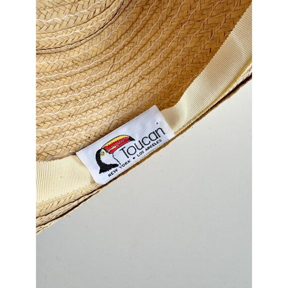 Vintage TOUCAN Straw Raffia Fake Fruit Embellished Gambler Hat, One Size - Picture 12 of 14